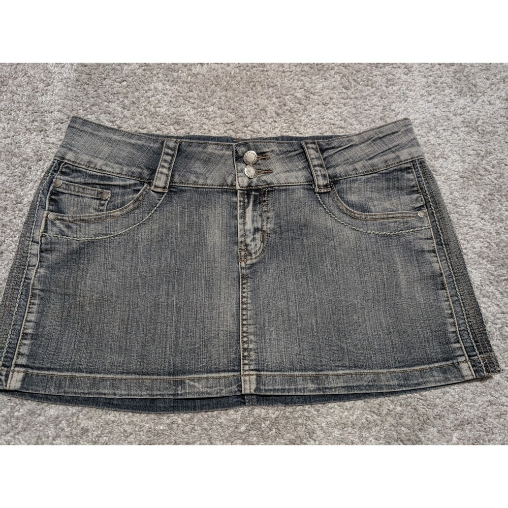 Funhouse Vintage Skirt Womens 13 Blue Denim Mini Low Rise Y2K  Stitch 00s